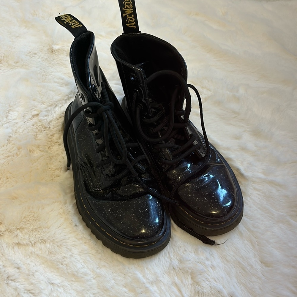 Dr. Martens Black Luana  Glitter Combat Boots